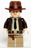 LEGO iaj046 Indiana Jones - Dark Brown Jacket, Black Tie, Reddish Brown Dual Molded Hat with Hair, Light Nougat Hands