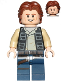 LEGO sw0771 Han Solo, Dark Blue Legs, Vest with Pockets, Wavy Hair